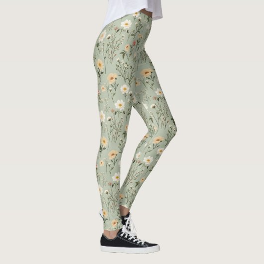 Schöne Wiese-Blume auf Green Leggings (Rechts)