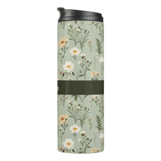 Schöne Wiese-Blume auf Green Thermosbecher (Nach rechts gedreht)