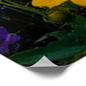 Schöne Wiese mit lebhaften Blume bei Sonnenaufgang Poster (Ecke)