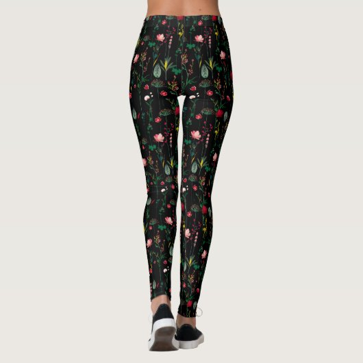 Schöne Wildblume Blumendruck Leggings (Rückseite)