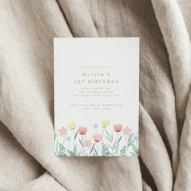 Schöne Wildblume Bouquet Geburtstag Einladung