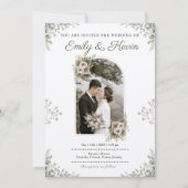 Schöne Wildblume Garden Beige Foto Hochzeit Einladung (Vorderseite)