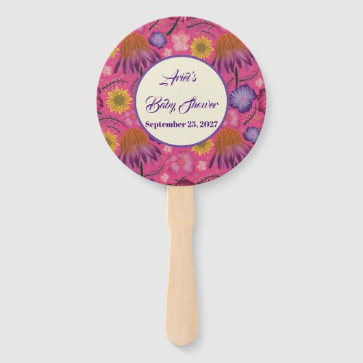 Schöne Wildblume Pink Babydusche Fächer (Vorderseite)