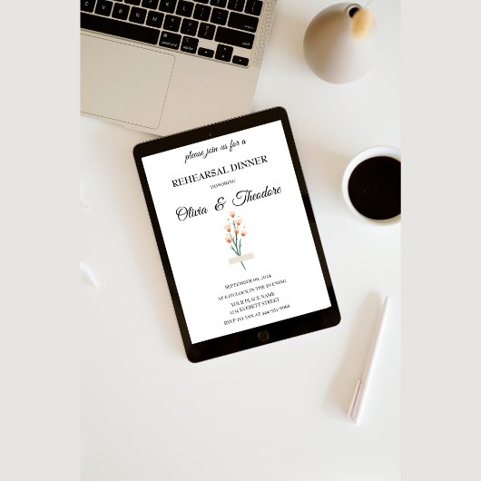 Schöne Wildblume Probe Abendessen Einladung