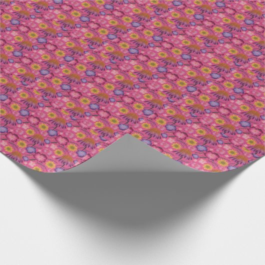 Schöne Wildblume Rosa Kinderdusche Geschenkpapier (Ecke)