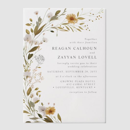 Schöne Wildblume Rustikale Blumenhochzeit Pergament Einladungen (Vorderseite)