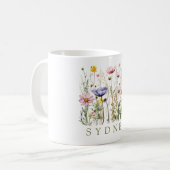 Schöne Wildblume Wasserfarbe Botanischer Garten Kaffeetasse (Vorderseite Links)