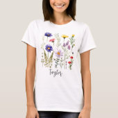 Schöne Wildblume Wasserfarbe Botanischer Garten T-Shirt (Vorderseite)