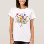 Schöne Wildblume Wasserfarbe Botanischer Garten T-Shirt (Vorderseite)