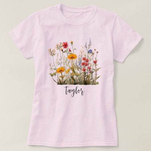 Schöne Wildblume Wasserfarbe Botanischer Garten T-Shirt (Design vorne)