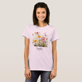 Schöne Wildblume Wasserfarbe Botanischer Garten T-Shirt (Vorne ganz)