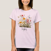 Schöne Wildblume Wasserfarbe Botanischer Garten T-Shirt (Vorderseite)