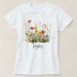 Schöne Wildblume Wasserfarbe Botanischer Garten T-Shirt