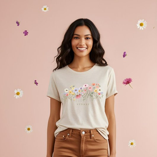 Schöne Wildblume Wasserfarbe Botanischer Garten Tri-Blend Shirt