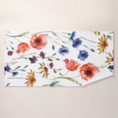 Schöne Wildblumen, Aquarell, Mohn, Badehandtuch (Badehandtuch)