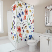 Schöne Wildblumen, Aquarell, Mohn, Duschvorhang (Beispiel)