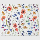 Schöne Wildblumen, Aquarell, Mohn, Geschenkpapier (Flach)