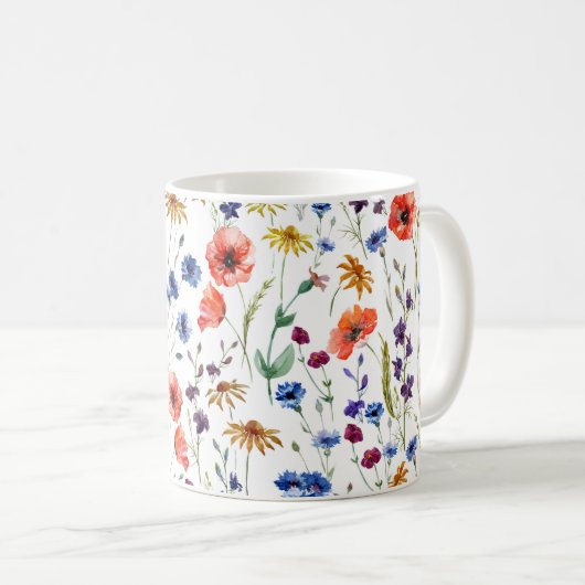 Schöne Wildblumen, Aquarell, Mohn, Kaffeetasse (VorderseiteRechts)
