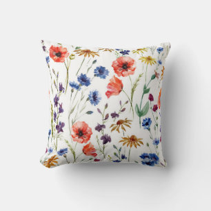 Schöne Wildblumen, Aquarell, Mohn, Kissen