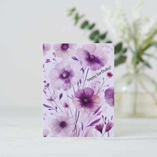 Schöne Wildblumen Blume GLÜCKLICH GEBURTSTAG Postkarte (Stehend Vorderseite)