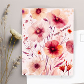 Schöne Wildblumen Blume GLÜCKLICH GEBURTSTAG Postkarte