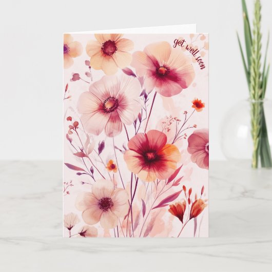 Schöne Wildblumen Blume WERDEN BALD GUT Karte (Vorderseite)