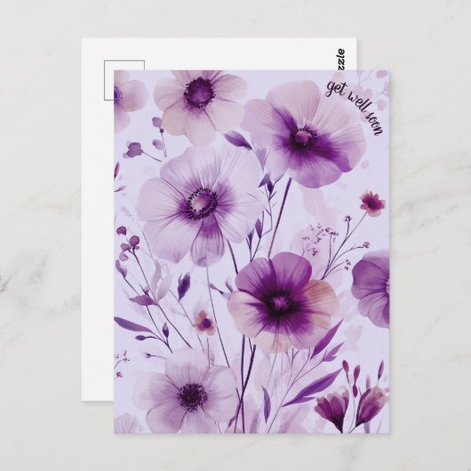 Schöne Wildblumen Blume WERDEN BALD GUT Postkarte (Vorne/Hinten)