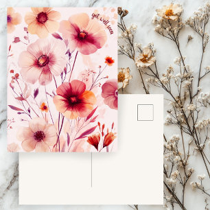 Schöne Wildblumen Blume WERDEN BALD GUT Postkarte