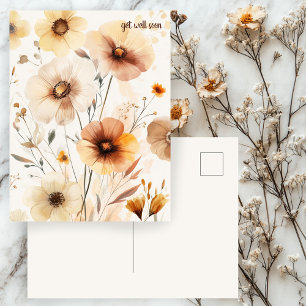 Schöne Wildblumen Blumen GUTE BESSERUNG Postkarte