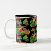 Schöne Wildblumen, Cheetah, tropischer Dschungel Zweifarbige Tasse (Links)