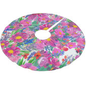 Schöne Wildblumen: Handgezeichnete Kunst. Polyester Weihnachtsbaumdecke (Schrägansicht)