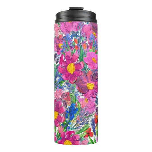 Schöne Wildblumen: Handgezeichnete Kunst. Thermosbecher (Vorderseite)