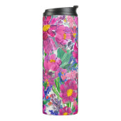 Schöne Wildblumen: Handgezeichnete Kunst. Thermosbecher (Nach links gedreht)