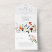 Schöne Wildblumen Hochzeit All In One Einladung (Innen Boden)