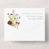 Schöne Wildblumen Hochzeit All In One Einladung (Rückseite)