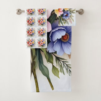 Schöne Wildblumen Moderne Luxus-Kollektion Badhandtuch Set