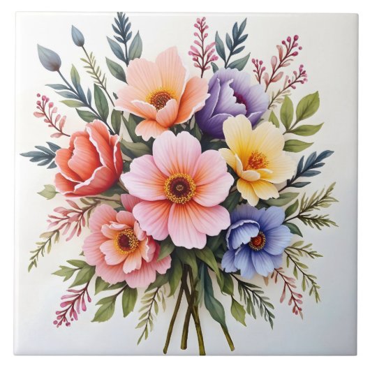 Schöne Wildblumen Moderne Luxus-Kollektion Fliese (Vorderseite)