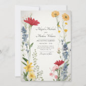Schöne Wildblumen Natur Trendy Blumenzwiese Einladung (Vorderseite)