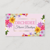 Schöne Wildblumen Rosa Goldrahmen und Foto Visitenkarte (Vorderseite)