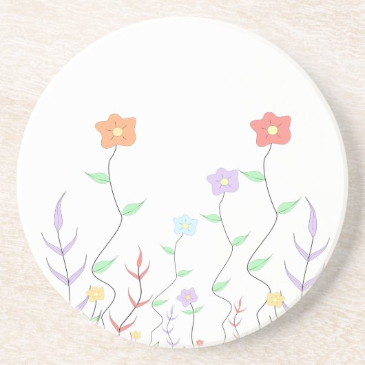 Schöne Wildblumen Sandstone Untersetzer (Vorne)