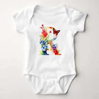 Schöne Wildblumen-Schmetterlings-Monogramm Baby Strampler