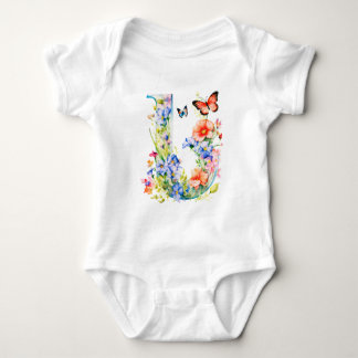 Schöne Wildblumen-Schmetterlings-Monogramm Baby Strampler