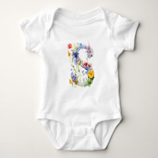 Schöne Wildblumen-Schmetterlings-Monogramm Baby Strampler