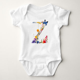 Schöne Wildblumen-Schmetterlings-Monogramm Baby Strampler