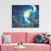 Schöne Wildblumen und Fee. Leinwanddruck (Insitu (Wohnzimmer))