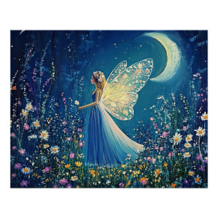 Schöne Wildblumen und Fee. Poster