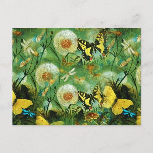 Schöne Wildblumen und Schmetterlinge Natur Postkarte (Vorderseite)
