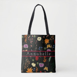 Schöne Wildblumen und Schmetterlinge persönlich Tasche