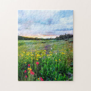 Schöne Wildblumenfeld-Naturlandschaft Puzzle