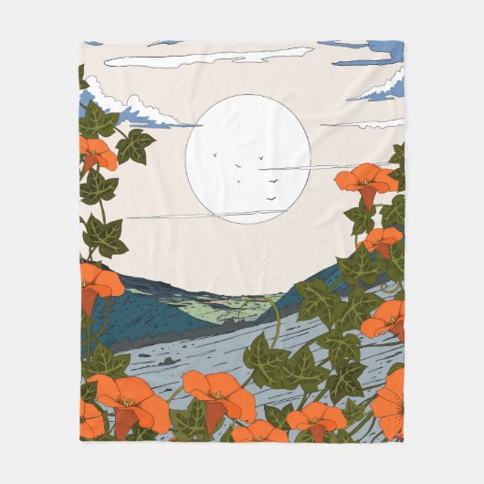 Schöne Wildblumenwiesenlandschaft Fleecedecke (Vorderseite)